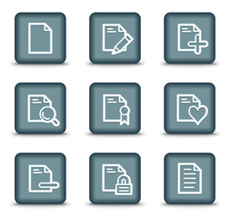 Document web icons set 2, grey square buttons