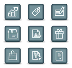 Shopping web icons set 1, grey square buttons