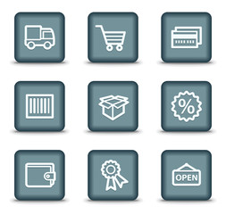 Shopping web icons set 2, grey square buttons