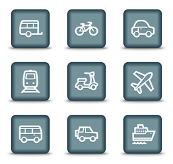 Transport  web icons, grey square buttons