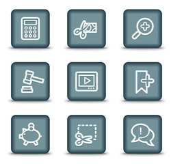 Shopping web icons set 3, grey square buttons