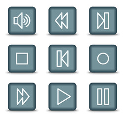Walkman web icons, grey square buttons