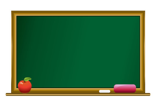 blacboard,chalk and red apple