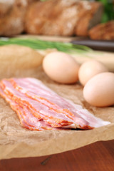 Bacon and eggs, ingredients for delicious breakfast
