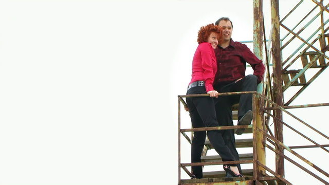 Couple standing on the stairs