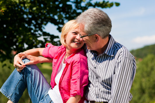 Senior Couple Flirting And Having Fun