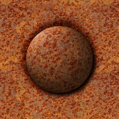 Closeup of rusted rivet