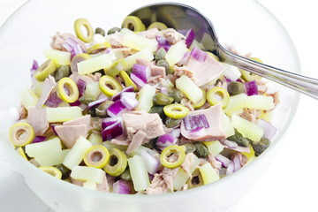 Mediterranean potato salad with tuna fish