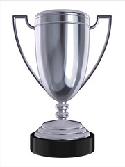 silver trophy on the white background