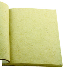 Cahier pages jaunes en papier recyclé, fond blanc