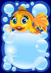 Fototapeta na wymiar Pesce Cartoon con Bolle-Cartoon Fish and Bubbles-Vector