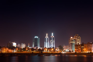 Fototapeta na wymiar Night life of Montevideo town