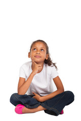 thoughtful indian preteen girl