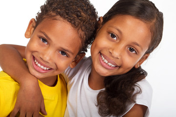 african american brother and sister close-up