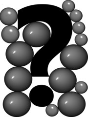 Questionmark with dark gray balls