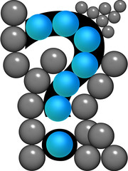 Question mark with gray & blue balls