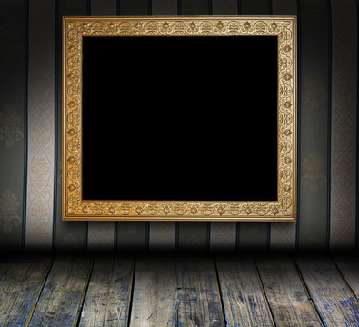 retro grunge interior with antique picture frame