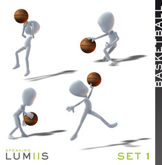 Fototapeta premium Lumiis 3D-Figuren weiss Basketball Set 1