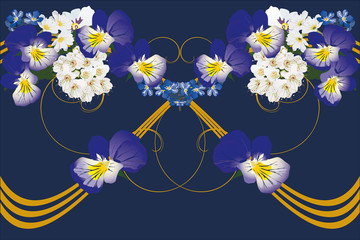 design with beautiful blue violets