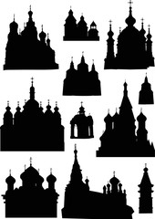 set of cathedral silhouettes