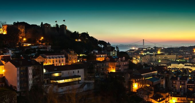 Alfama District In Lisbon - Night View