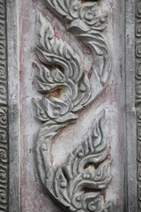 art on pillar, Wat Prang Ku Ban Kwao, Mahasarakam
