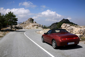 Cabriolet across Sierra Nevada in Spain