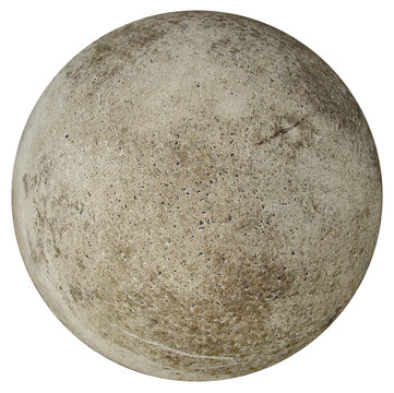 round concrete ball on a white background resembling earth