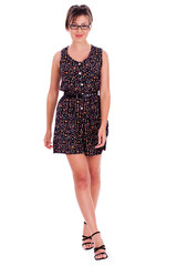 young beautiful girl walking towards camera