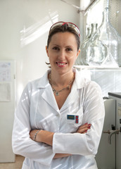 portrait of a beautiful scientist woman