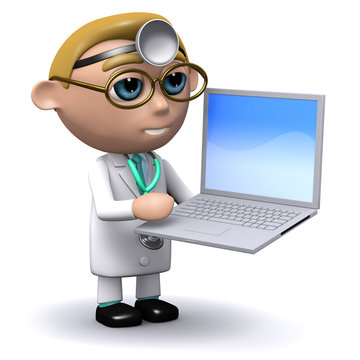 3d Doctor consults his computer