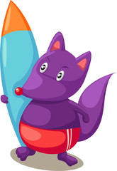 Cartoon fox with surfboards