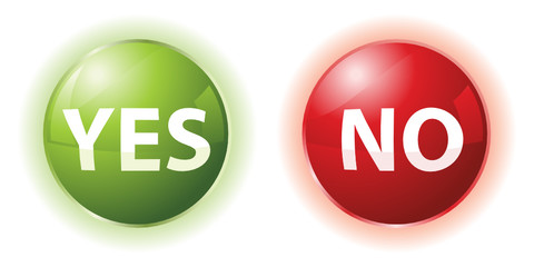 set of two ball icons with yes and not words