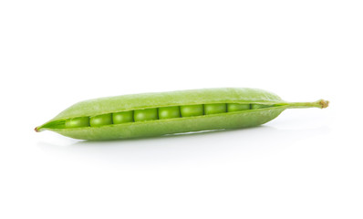 Ripe pea vegetable with green leaf isolated