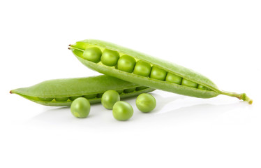 Ripe pea vegetable with green leaf isolated