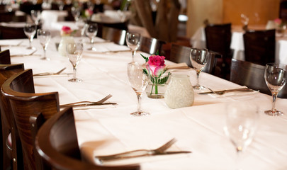 Fine table setting in gourmet restaurant