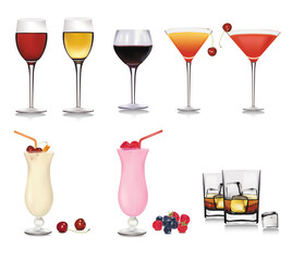 Set of cocktails. Vector illustration.