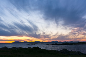 Obraz premium Sunset, Skye, Point of Sleat, Cirrus clouds