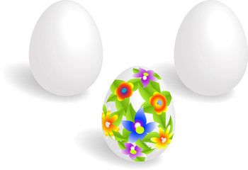 Three eggs isolated over white