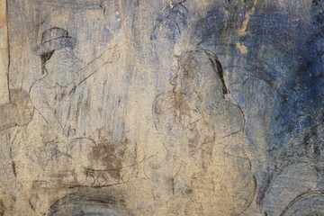 old painting, Wat Ban Lan, Ban phai, Khon Khan