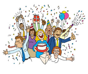 Cartoon Office Celebration