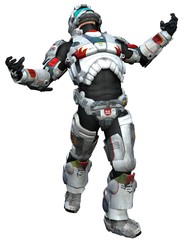 astronaut hero - looking to the space ship