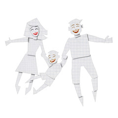 Fototapeta premium Famiglia felice di carta