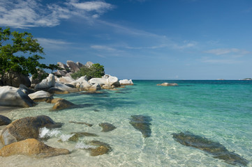 exotic beach at lengkuas island belitung indonesia