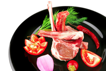 lamb ribs and vegetables