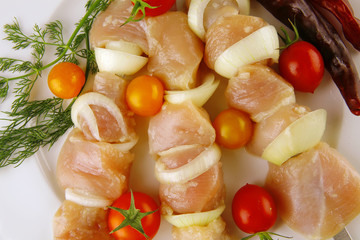 fresh raw shish kebab