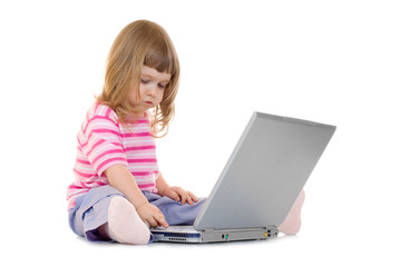 Little girl with laptop