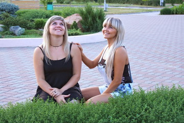 Two beautiful girls on nature