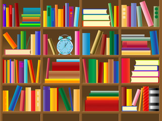 wooden bookshelf vector