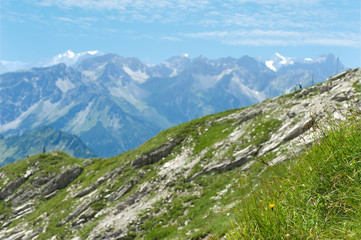 Fototapeta na wymiar Berge - Alpen - Allgäu - Blick vom Nebelhorn